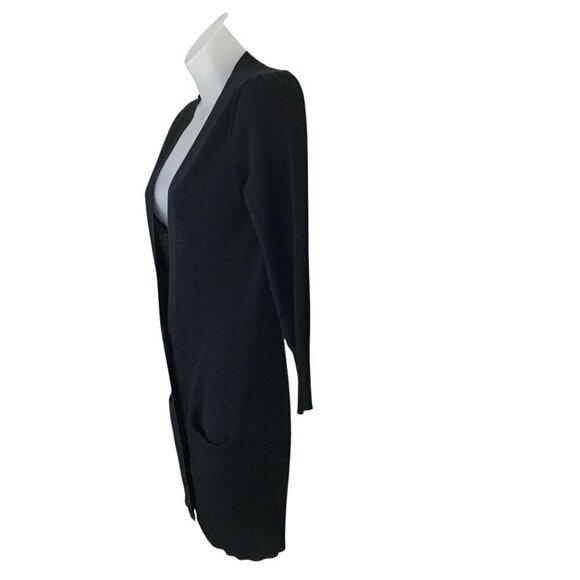 Diane Von Furstenberg 100% Merino Wool Black Extra Long Cardigan Size P - Picture 4 of 6